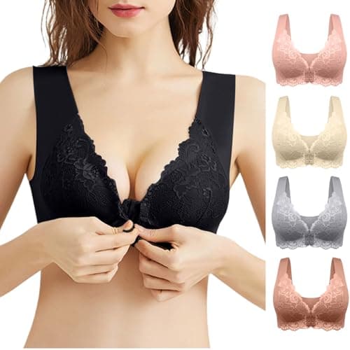 Floral Lace No-Wire Push-Up Bra for Women Everyday Support