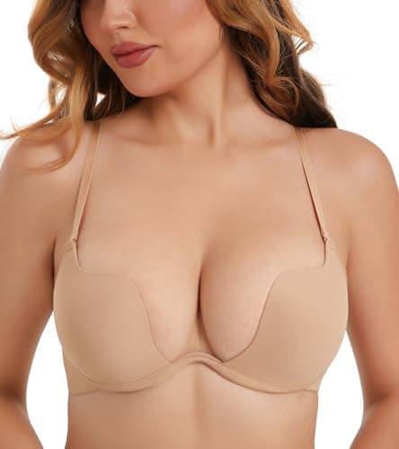 HACI Women's Deep U Plunge Push-Up Bra with Underwire