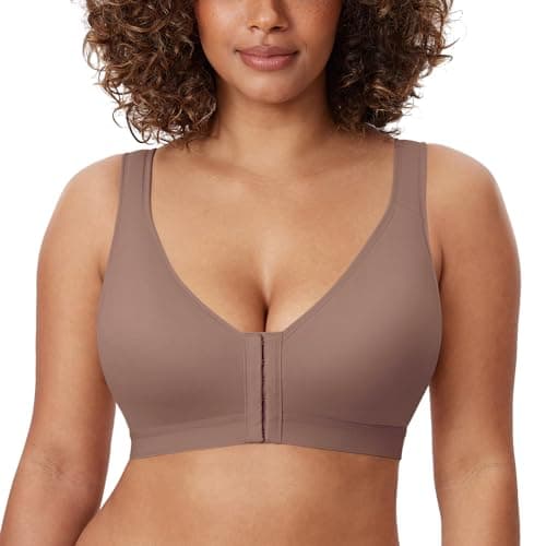 DELIMIRA Women's Posture Bras - Plus Size, Lightly Padded, Front Closure, Full Coverage