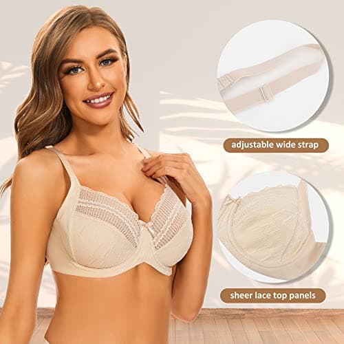 Sheroine Women's Plus Size Non-Padded Full Coverage Underwire Bra (Nude, 38C)