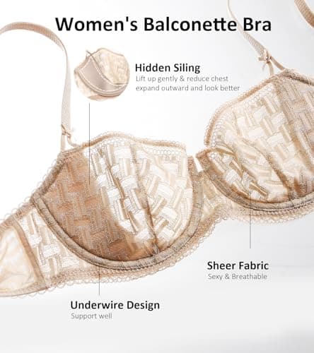 HACI Women's Balconette Underwire Scoop Neck Bra