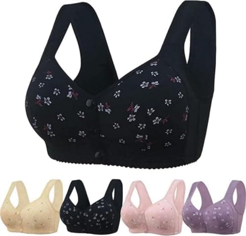 ONLYSTORY Senior Women's Daisy Bras for Comfort Wireless Snap Closure
