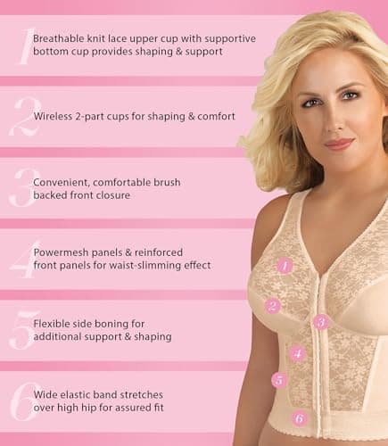 Form 5107565 Slimming Wireless Back Support Longline Bra with Lace & Closure