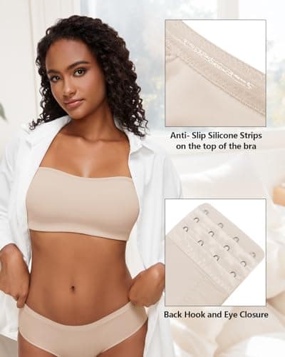 WOWENY Non-Slip Silicone Bandeau Bra for Women