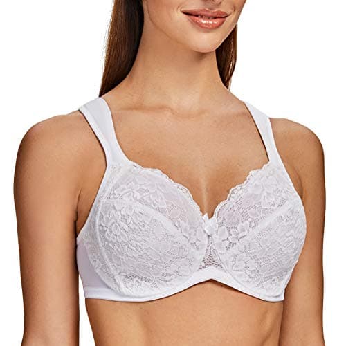 MELENECA Women's Floral Lace Minimizer Underwire Bra