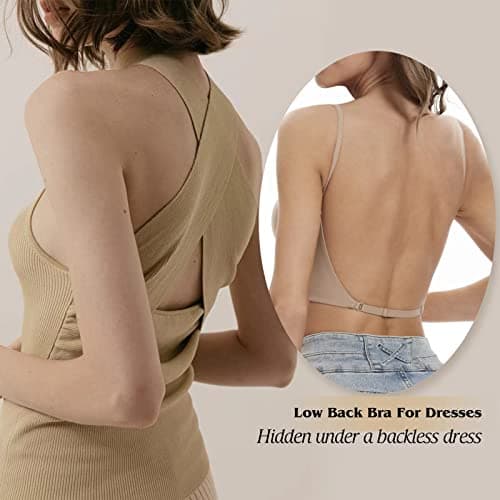 ForBaysy Low Back Push Up Bra for Women Wire Lifting V Neck Bralette