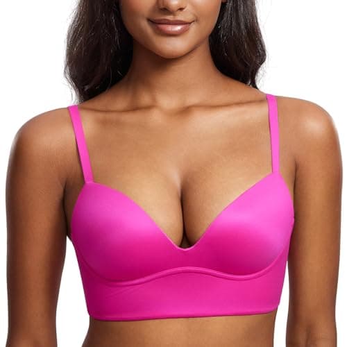 DOBREVA Women'sPush Up T-Shirt Bra No Underwire Plunge