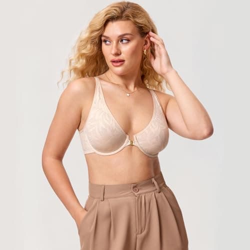 Women's Front Closure Soft Lace Underwire Bras Plus Size