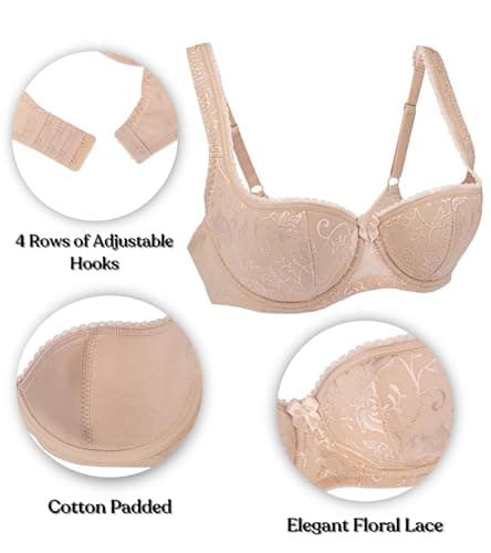 Percy Elle Women's Plus Size Sexy Balconette Bra