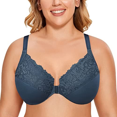 Delimira Women's Plus Size Full Coverage Lace Underwire Racerback Bra