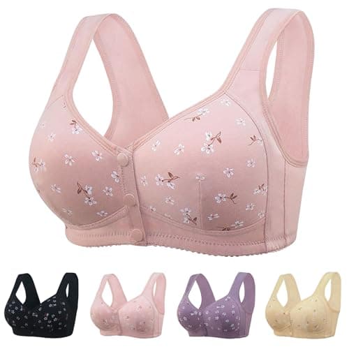 LBECLEY Daisy Bras for Older Women Full Coverage Cotton Comfort