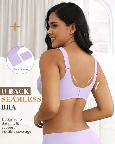 HORISUN Women's Wireless No Underwire V-Neck Push Up Bra,plus size support