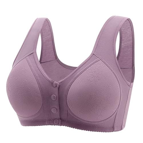 Front Snap Cotton Bras for Women - Full Support, Comfortable, No Underwire