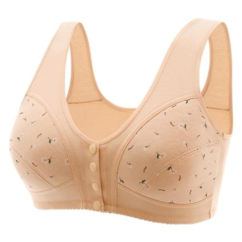 LIKEOULI Breathable Daisy Push Up Bra for Older Women with Snaps