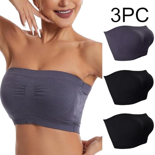 3 Pack Stretch Tube Top Bralette for Women Non Padded Non Slip Seamless