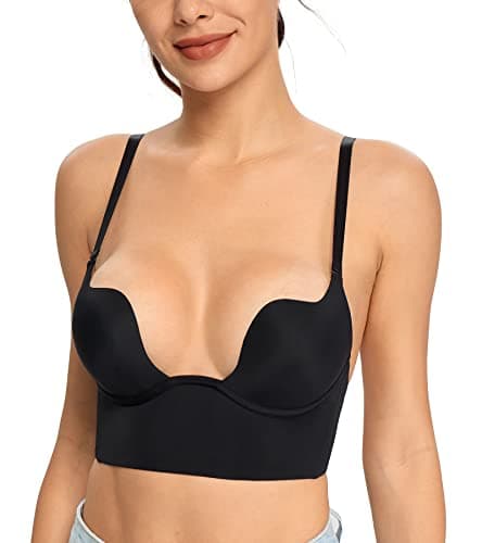 HACI Deep Plunge Backless Push Up Bra for Bust Support