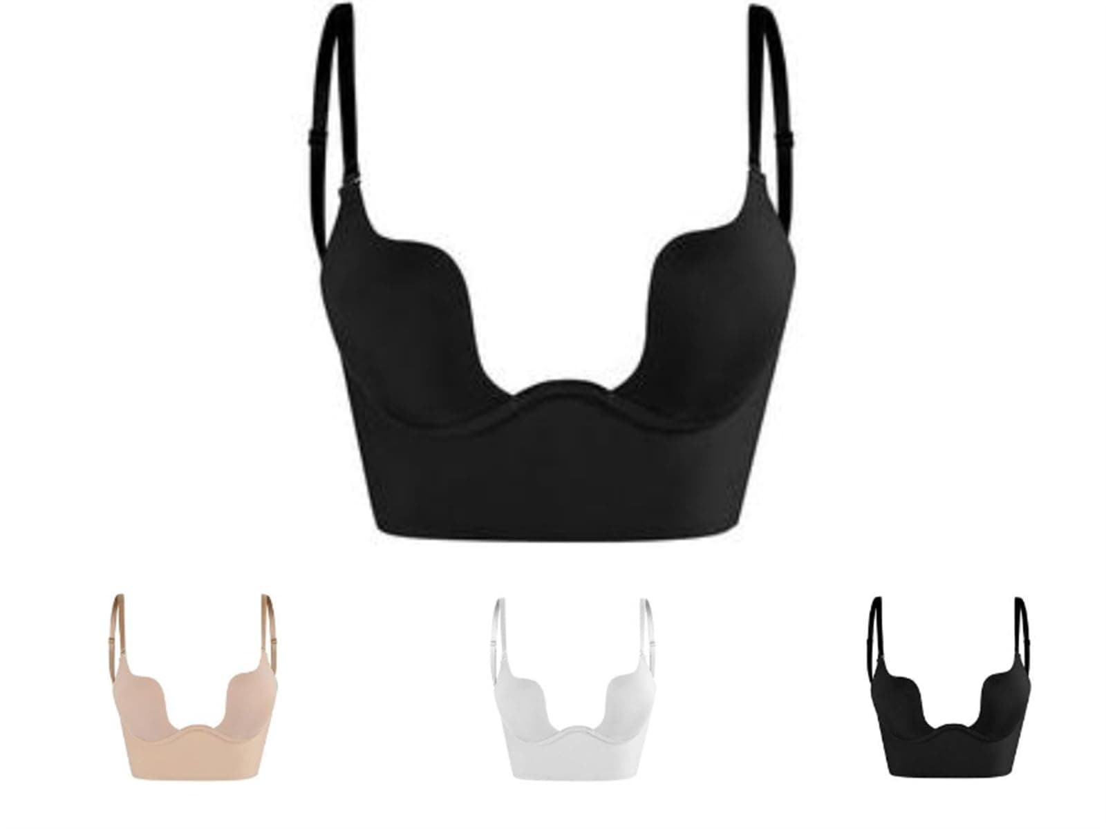 Folenzu Plunge Push-up Bra, Black, Size 36C
