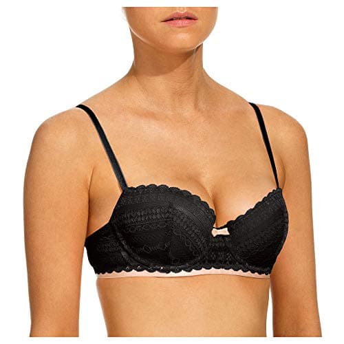 Undies.com Women's Geometric Lace Balconette Push Up Bra