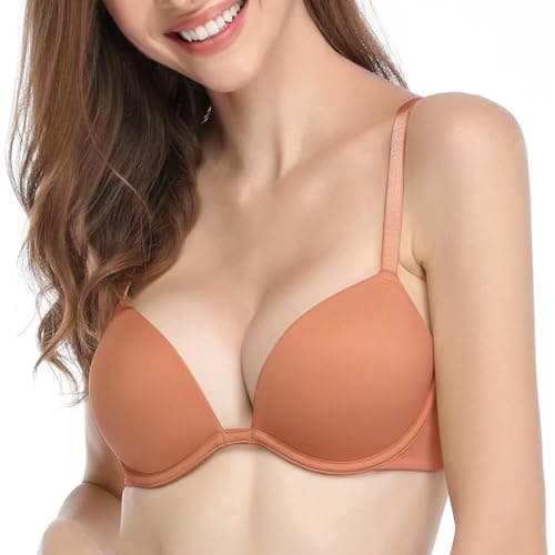 Deyllo Women's Push Up Underwire Super Padded T-Shirt Bra Add Two Cups