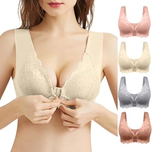 Floral Lace No-Wire Push-Up Bra for Women Everyday Support