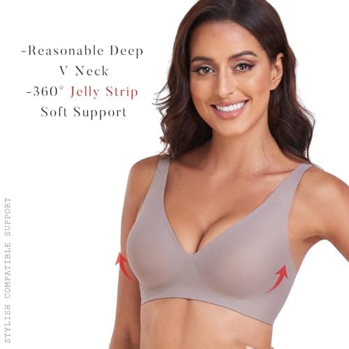 OXYIBRAS Smooth V-Neck Bras for Women No-Wire Seamless Sleep Bralette