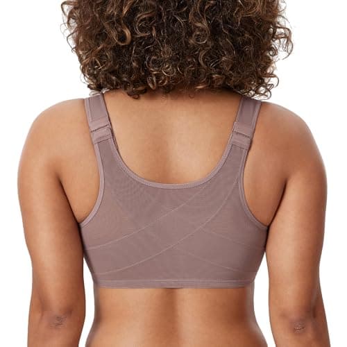 Delimira Women's Posture Plus Size Underwire Plunge Bra Back Support B-H