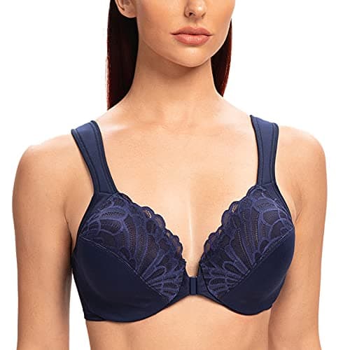 MELENECA Women's Plus Size Front Closure Underwire Bra