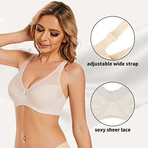 Sheroine Women's Plus Size Minimizer Lace Bra