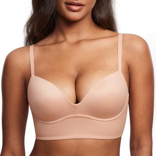 DOBREVA Women'sPush Up T-Shirt Bra No Underwire Plunge