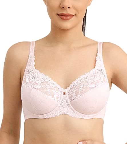 HACI Women's Comfortable Lace Floral Unlined Underwire Bra