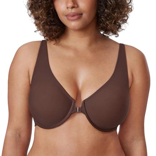 DELIMIRA Plus Size Plunge Underwire Front Closure Seamless Bra