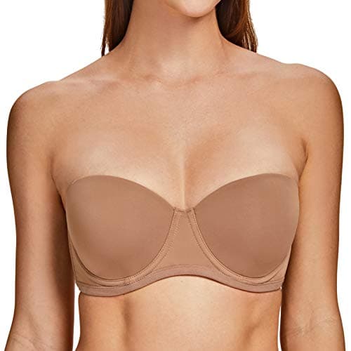 MELENECA Plus Size Strapless Bra with Underwire for Large Bust Back Smoothing