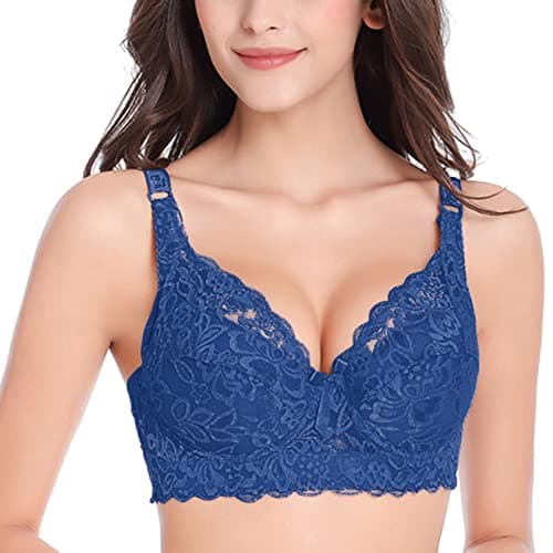 YXLLSSWJG Women's Plus Size Sexy Floral Lace V-Neck Bralette