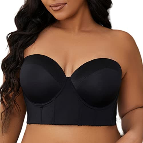 SEA BBOT Women's Longline Strapless Full Coverage Corset Bra Hide Back Fat