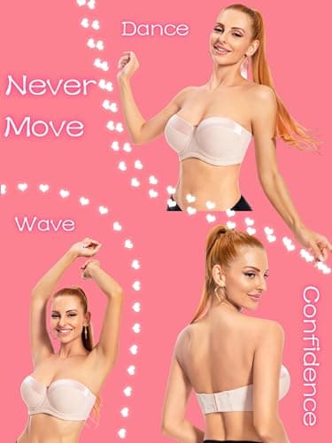 Dvpol Women's Clear Strap-pushup Bra for Big Bust, Never Moves on Party Cup B/C/D/DD/DDD/G