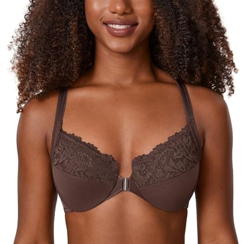 Delimira Women's Plus Size Full Coverage Lace Underwire Racerback Bra