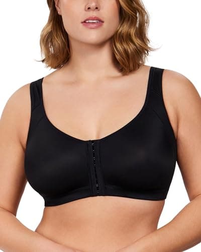 HSIA Front Closure Posture Bra for Plus Size Heavy Breasts Black