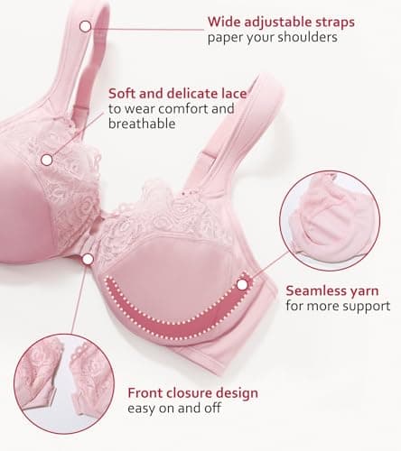 DotVol Women's Plus Size Front Closure U-Back Underwire Bra