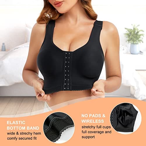 LANCS Adjustable Front-Closure Post-Surgery Bra with Compression and Posture Support