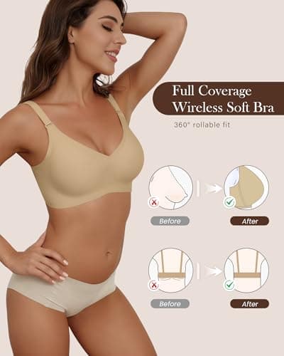 Owucozy Soft Support Wireless Push Up Bra for Women