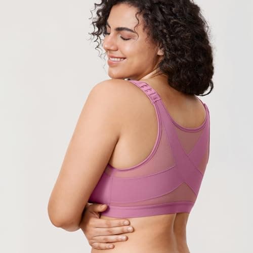 DELIMIRA Women's Full Coverage Wire-Free Posture Supporting Back Closure Bra