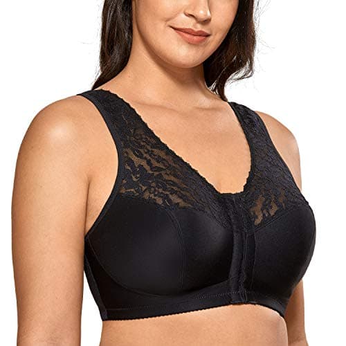Delimira Plus Size Front Closure Racerback Lace Bra