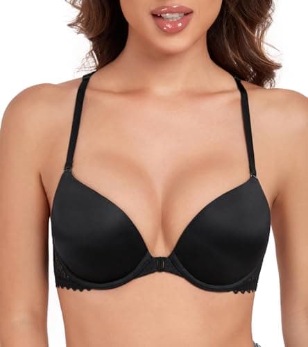 HACI Women's Plunge Bra with Front Closure and Racerback