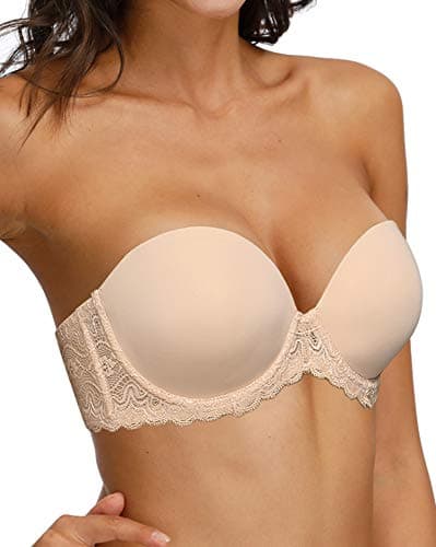 HWDI Clear Back Bra with Lace Padded Underwire Plus Size