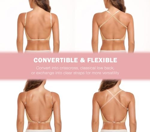 HANSICA Women's Deep Plunge Low Cut Push-Up Bra (Nude, 36D)