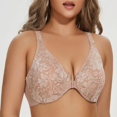 MELENECA Women's Plus Size Lace Underwire Bra