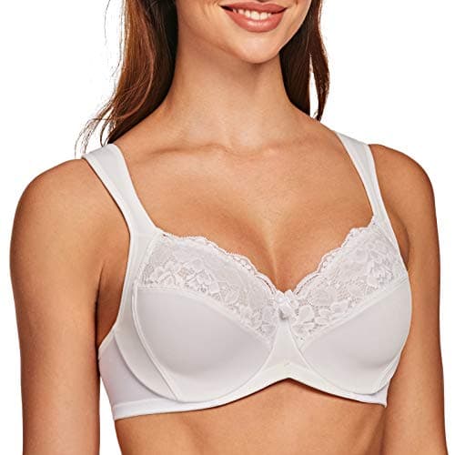 MELENECA Women's Full Coverage Plus Size Underwire Bra with Lace Straps