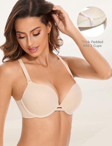 YBCG Push Up Plunge Bra with Seamless Underwire for Women