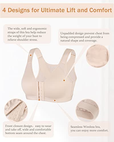 DotVol Women's Comfort Wirefree Back Support Bra