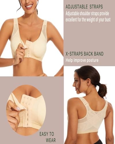 Lemolly Wireless Front Closure Posture Corrector Bra